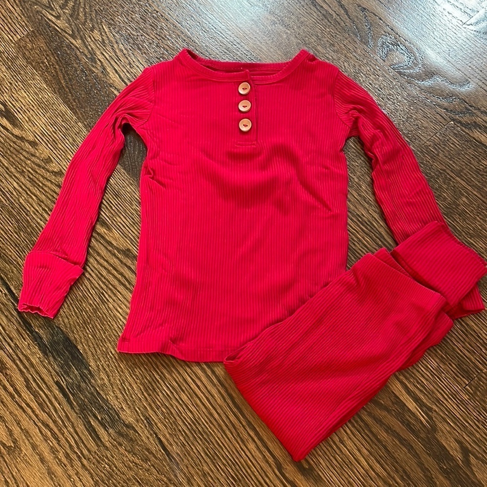 Posh Peanut Crimson Ribbed Pajamas